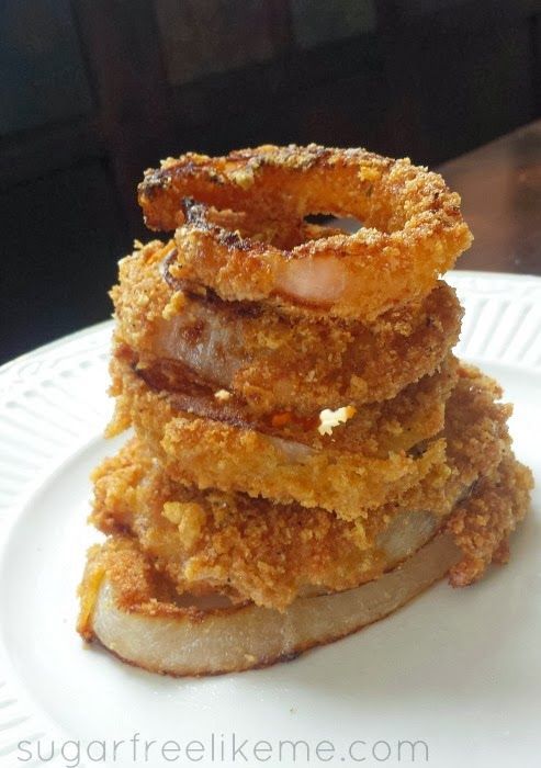 Low Carb Onion Rings with pork rind “breading”