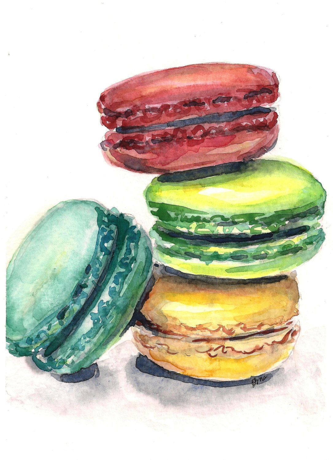 Macaron painting macaroon art watercolor