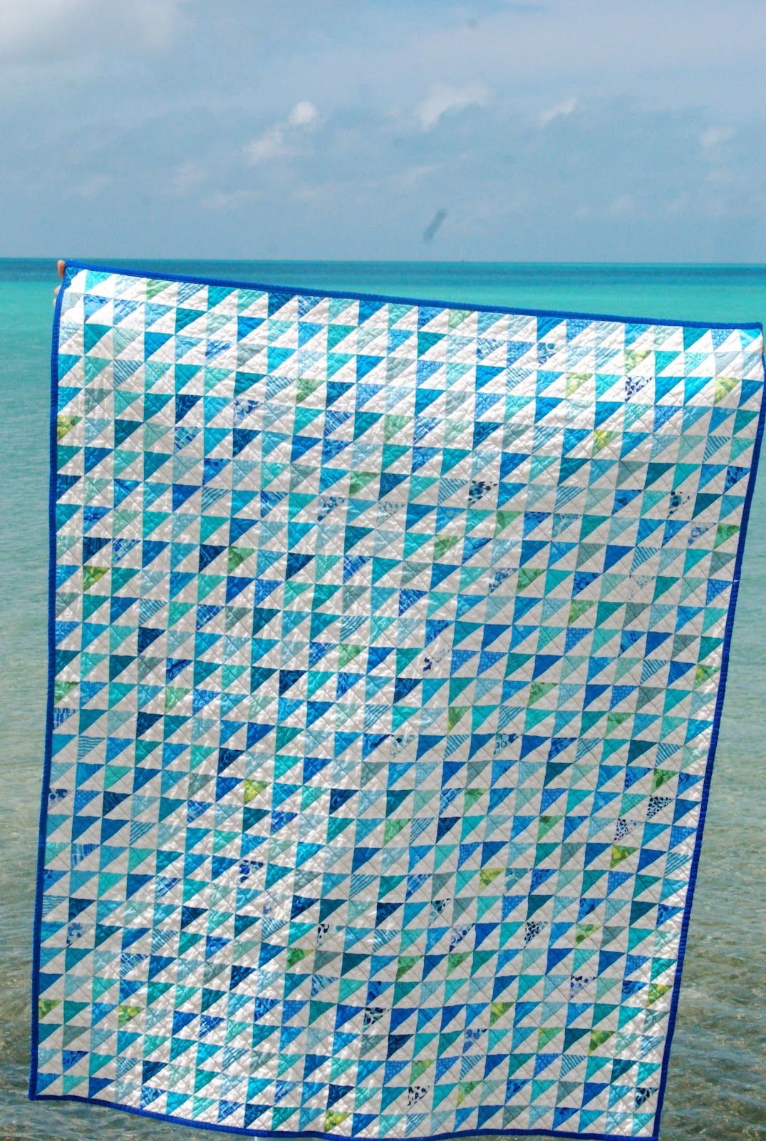 Margaret’s Hope Chest: Bermuda Blues  This quilt is so pretty. The back is pretty on its own but look at the front!