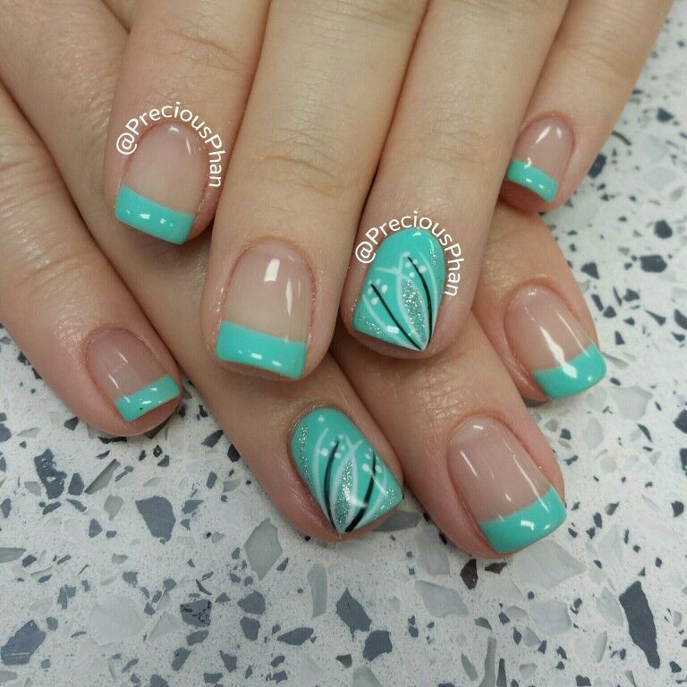 Mint french nails