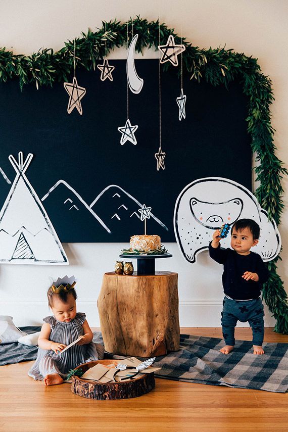 Modern camp-themed birthday for twins by Gloria Wong Design | Ashley Batz Photography | see more on 100 Layer Cakelet