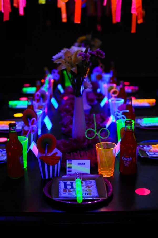 Neon Glow-in-the-Dark Birthday Party ideas