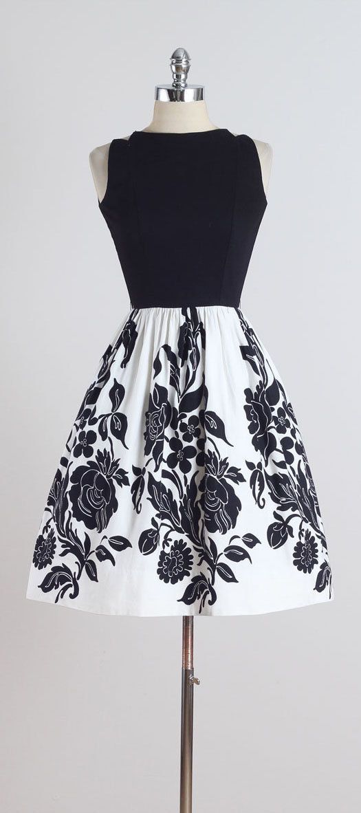Night Bloom . vintage 1950s dress . vintage by millstreetvintage