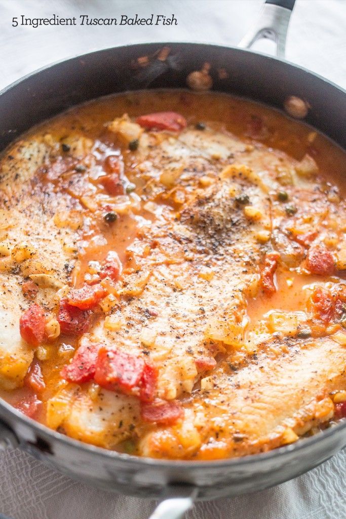 One Pot 5 Ingredient Tuscan Baked Fish- easy delicious and just one messy pot!