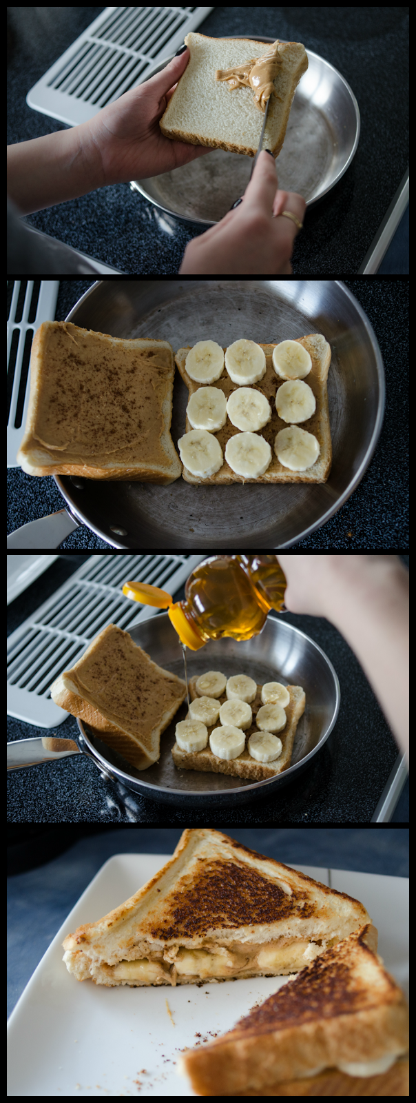 PB, Banana, Cinnamon & Honey Grilled Sammy. GOTTA TRY