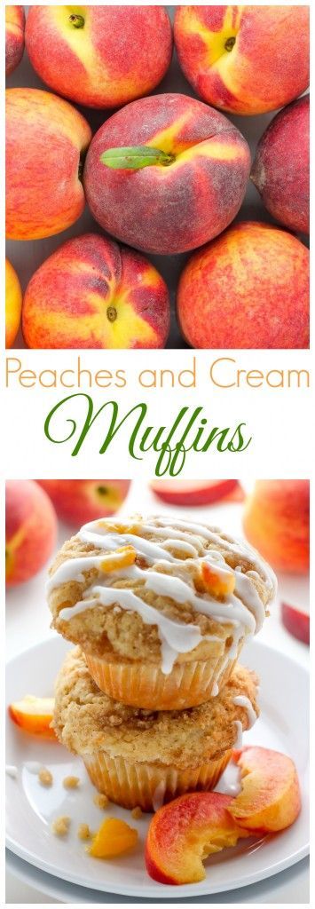 Peaches and Cream Muffins – Soft and fluffy Fresh Peach Muffins are topped with a Creamy Cinnamon Vanilla Glaze! A delicious