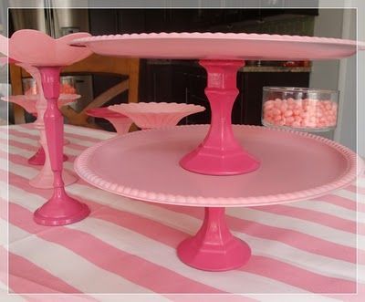 pink Dollar Store Tiered Trays