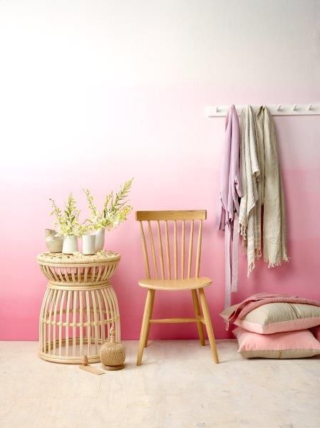Pink Ombre wall using Resene paints, featured in the August issue of Your Home and Garden magazine. Photography by Melanie