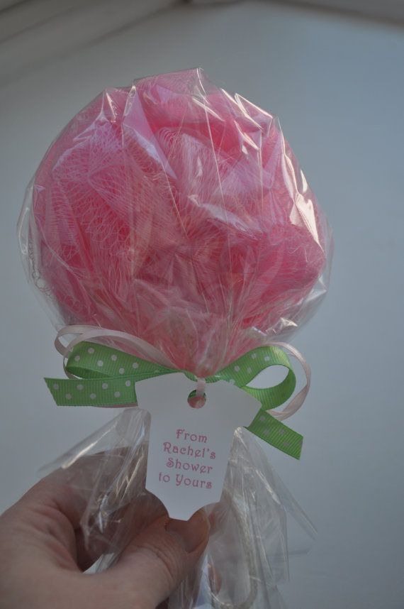 Pink Ready to Pop Baby Shower Favor Bath Puff by KristinsWhimsy