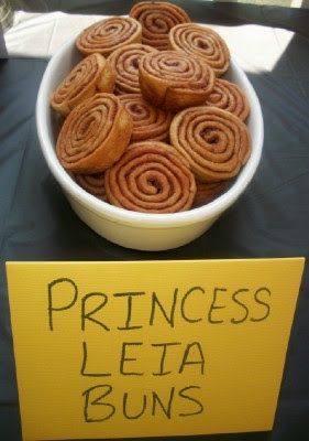 Princess Leia Buns!  Great breakfast for the next morning!  And I can bye these already made.  Maybe not pecan spins, maybe canned
