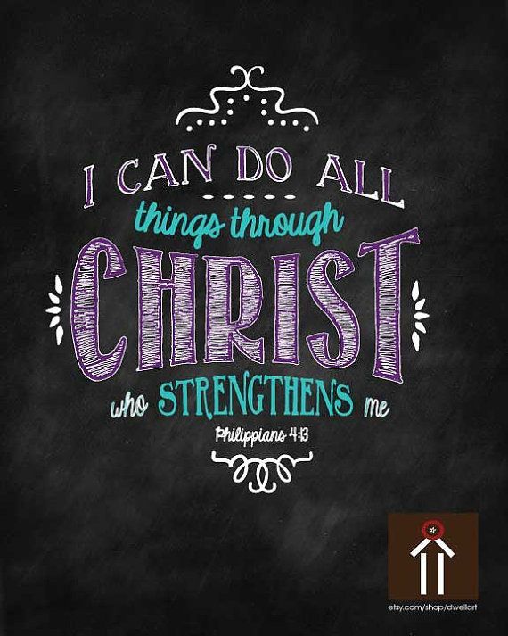 Printable, I can do all things through CHRIST who strengthens me. Philippians 4:13. Scripture Wall Art decor, Christian quotes and