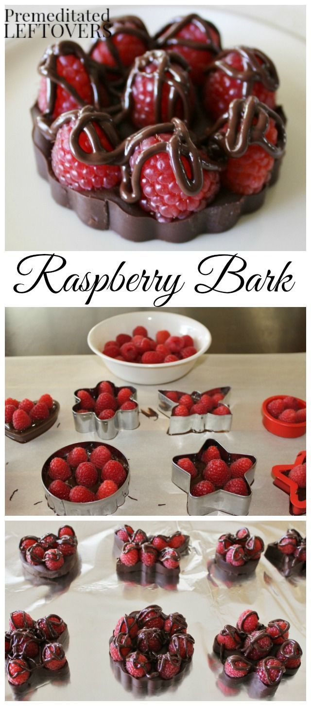 Quick and Easy Chocolate Raspberry Bark Recipe. It just requires 2 ingredients: dark chocolate and fresh raspberries. use cookie