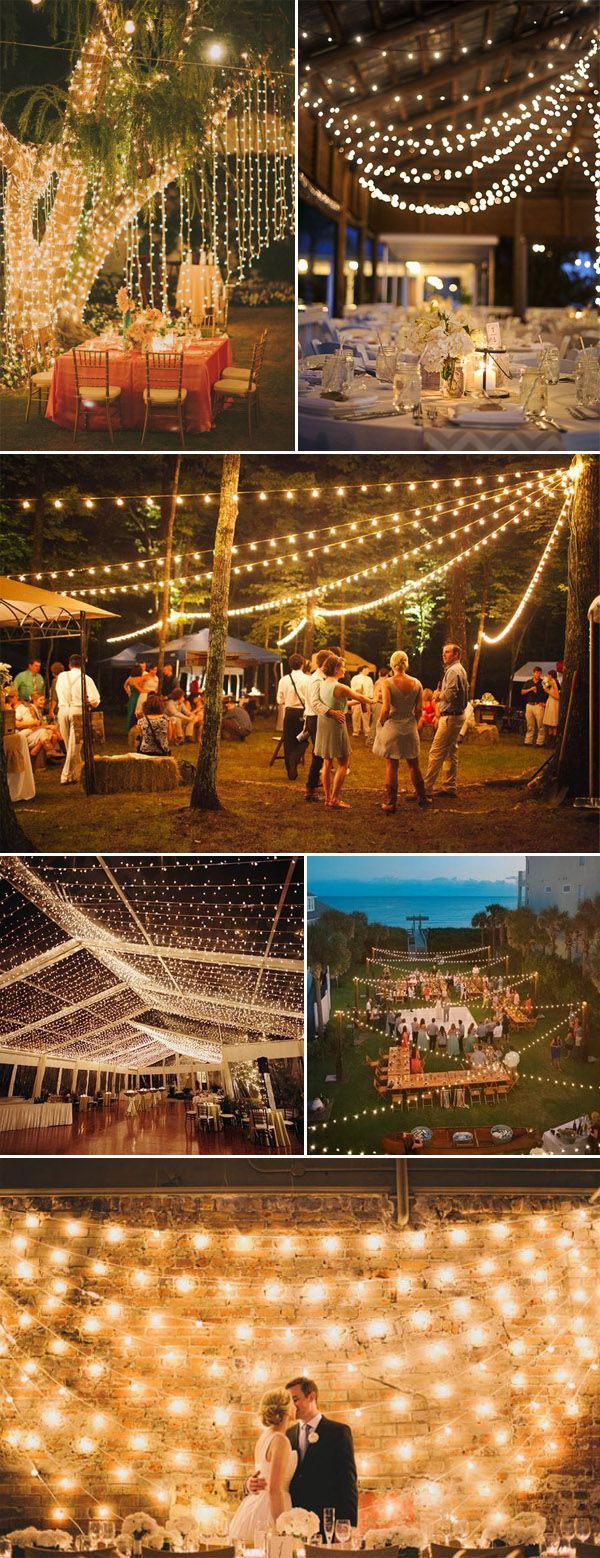 romantic string lights for evening wedding reception ideas 2015