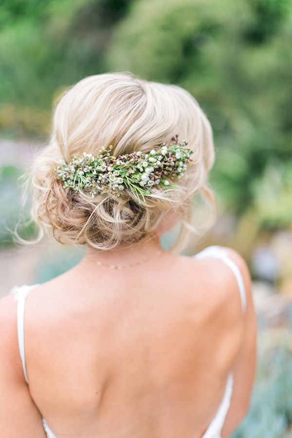 rustic elegance updo wedding hairstyles with floral headpiece for garden wedding ideas