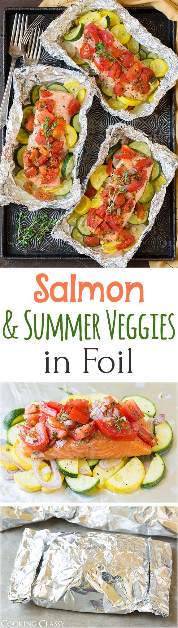 Salmon and Summer Veggies in Foil – so easy to make, perfectly flavorful and clean up is a breeze! Whole family LOVED this salmon!