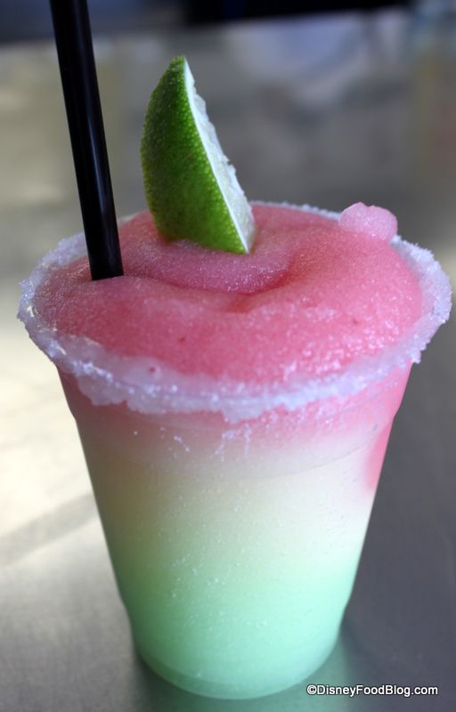 Stoplight Margarita — a mixture of strawberry, golden, and melon frozen margaritas;;; ughhh i want this so bad i have to make