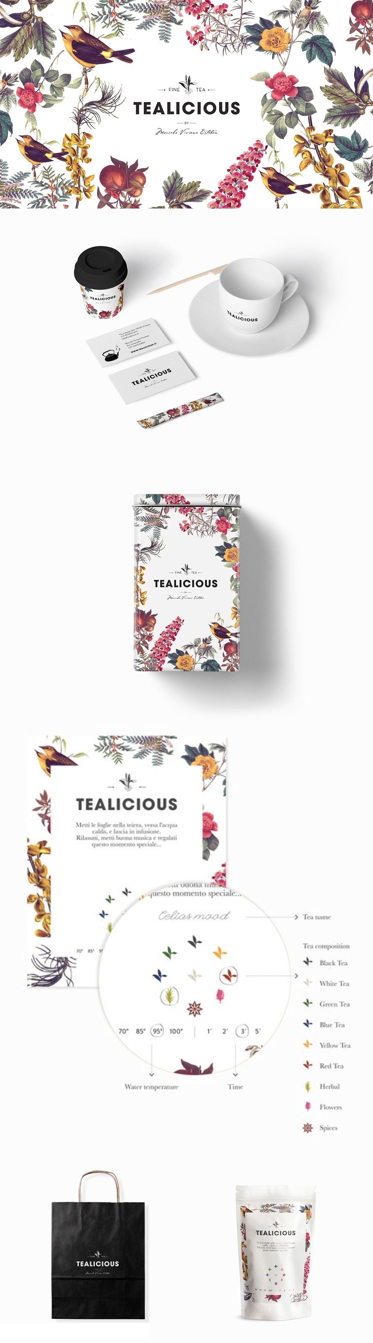 Tealicious merchandise and take-out supplies are framed around a luscious botanical garden. /