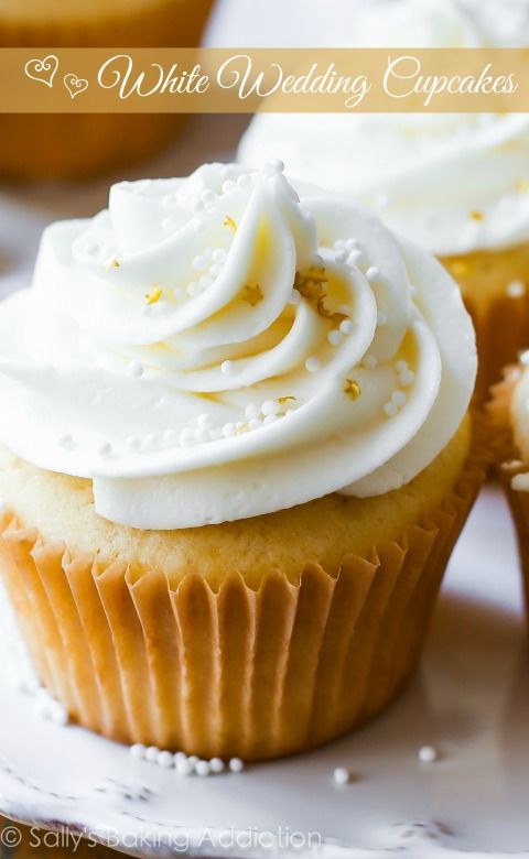 Tender and moist homemade vanilla almond cupcakes topped with creamy white chocolate frosting. A truly elegant treat for the most