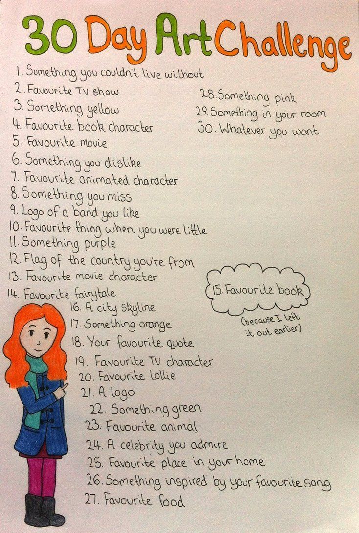 The 30 Day Art Challenge by ~CaraghPond on deviantART STARTING TODAY!