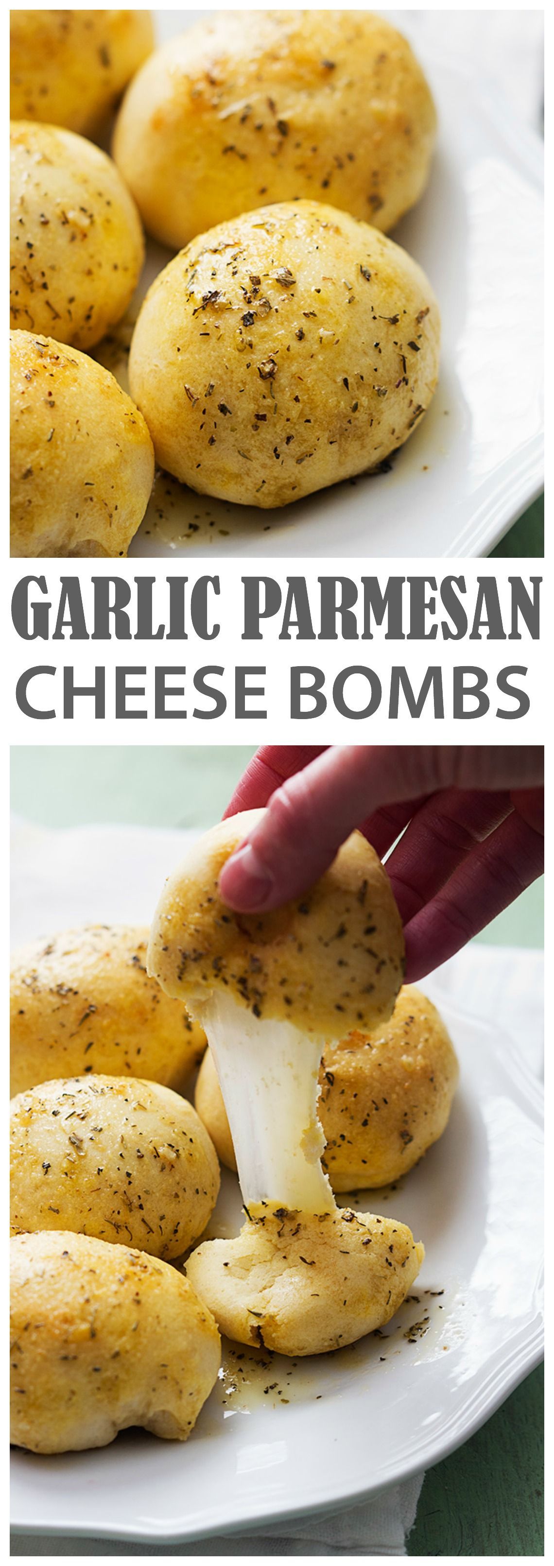 These Garlic Parmesan Cheese Bombs are INSANELY good!! Quick and easy and sure to be a huge hit!