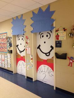 Thing one and thing two classroom door DIY Ideas