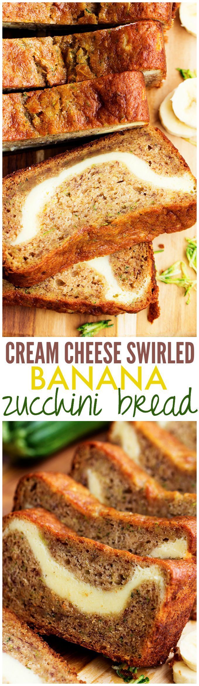 This Cream Cheese Swirled Banana Zucchini Bread is one of the BEST breads you will make!