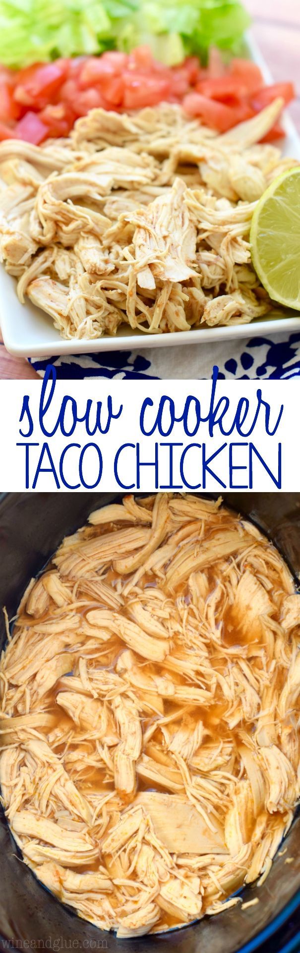 This Slow Cooker Taco Chicken is super simple to make, but it is the start of so many delicious dinners! It needs to be part of