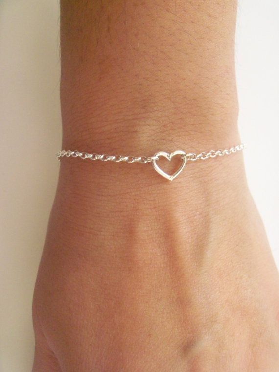 Tiny heart sterling silver bracelet