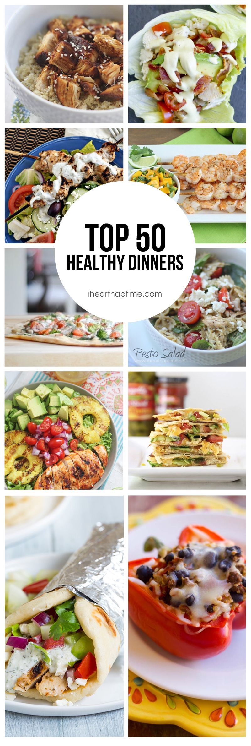 Top 50 Healthy Dinners -so many delicious recipes to try! Great healthy meal ideas.