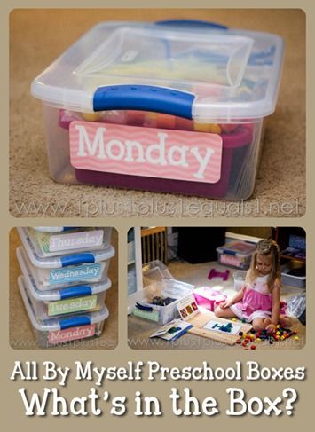 What’s in the Preschool Box? AN HOUR TO SORT THROUGH THE BOX AND DO WAHTEVER THEY LIKE. I LIKE THE SENSORY BOX, TWEEZERS,
