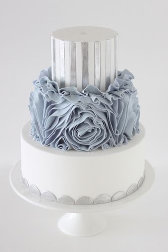 White blue and silver cake