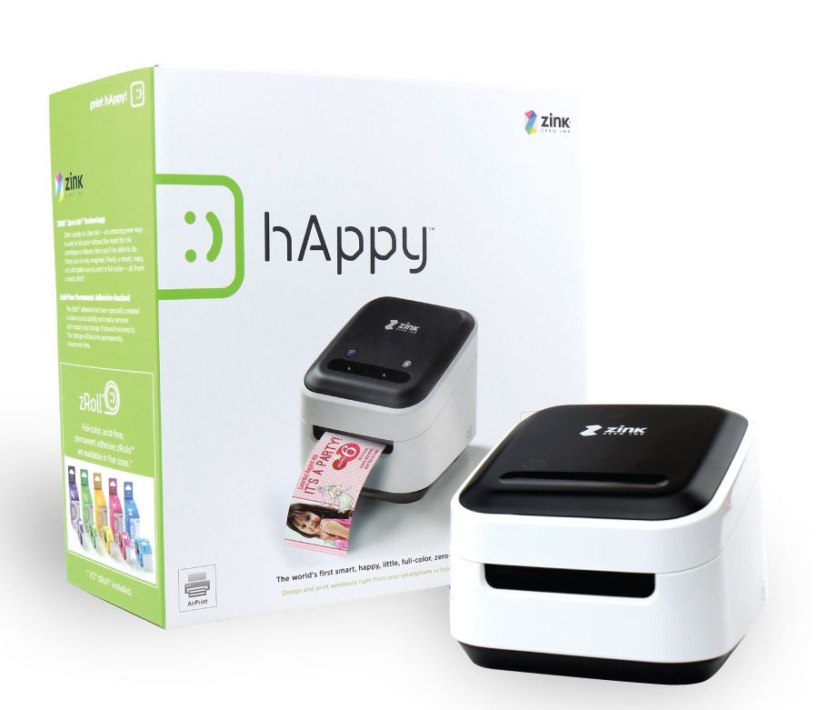 ZINK hAppy Smart App Printer™ | ZINK®. Saw this last night debut…. In ink cartridge— paper is infused with color crystals.