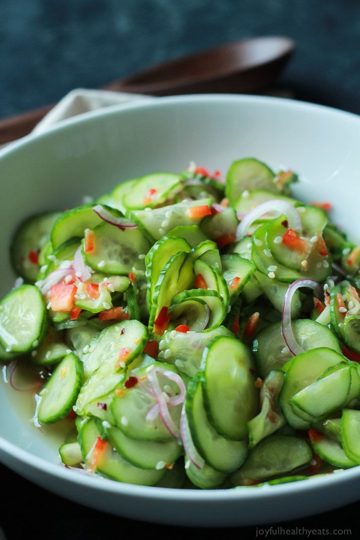 An easy to make Asian Cucumber Salad that’s full of crunchy cucumber, rice wine vinegar, and a few secret ingredients! Can be