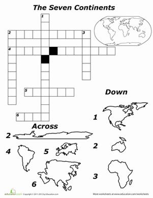 Continents Crossword (C2, W1)
