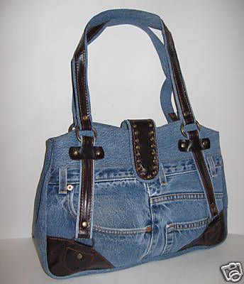 Denim Purse Designer Inspired Leather Shoulder Hand Bag