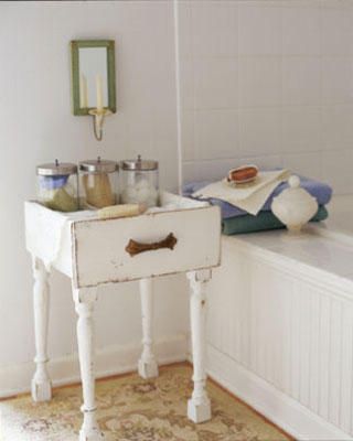 DIY-Add legs to old drawers for a sweet side table – good idea