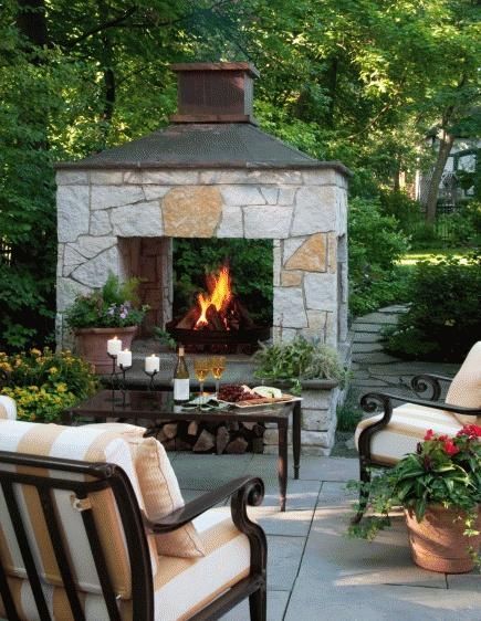 DIY HOW TO BUILD A STONE FIREPLACE ~ 29 Outdoor Fireplace Ideas | Midwest Living  So very cool