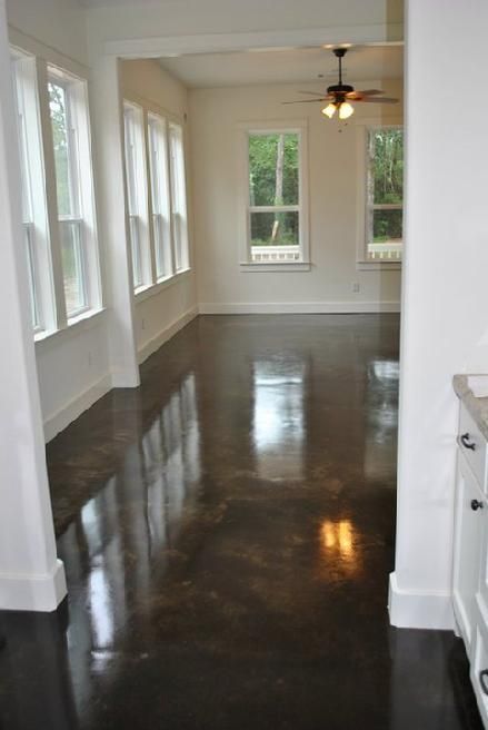 DIY stained concrete basement floors.  Wonder if this will be good over old asbestos tile.
