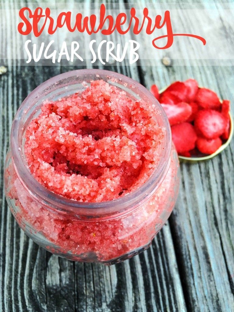 DIY Strawberry Sugar Scrub Recipe – Homemade all natural sugar scrub with 4 simple ingredients. Great gift idea for Valentine’s