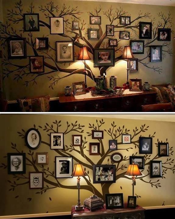 Family Tree Wall Decal, Large Tree Decals, Photo, Memories Tree Stickers… Great idea for a large entry way !