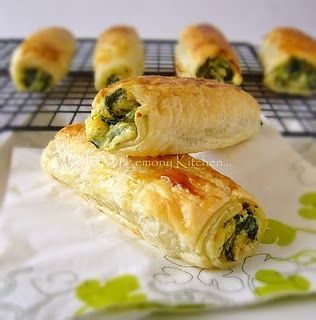 Feta, Ricotta & Spinach Rolls- These were divine. I added a finely diced onion to the mixture, and also sprinkled on some sea salt