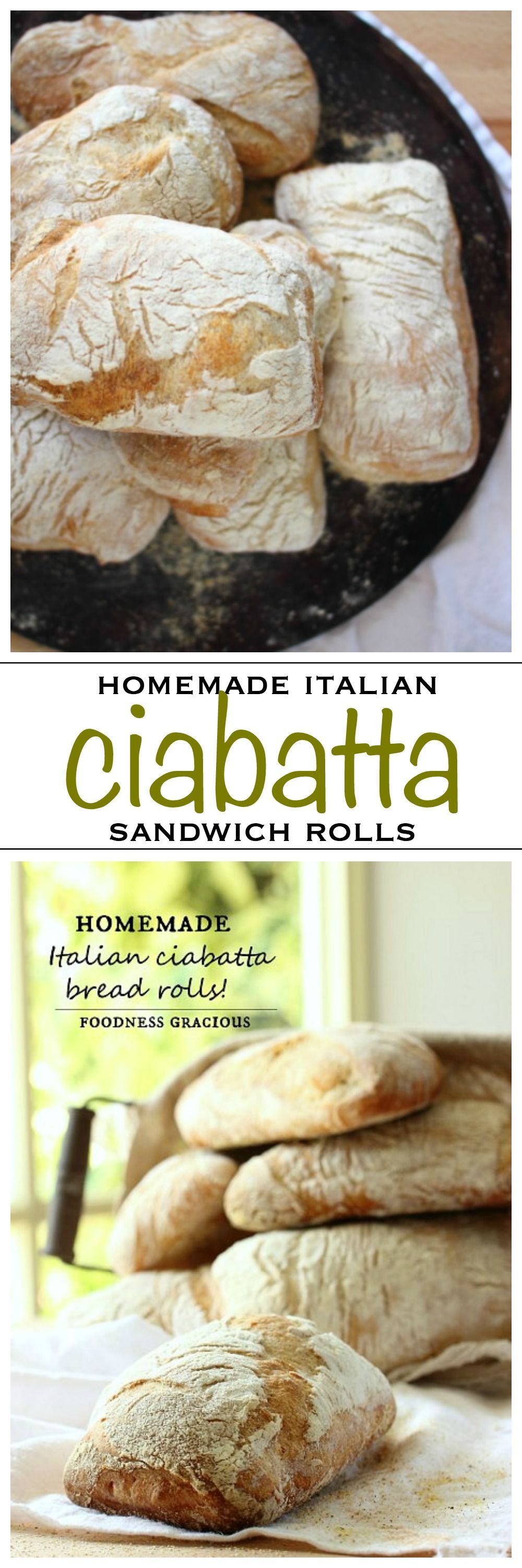 Fresh homemade Italian ciabatta sandwich rolls, chewy and crusty just like a traditional Italian bakery | Foodness Gracious