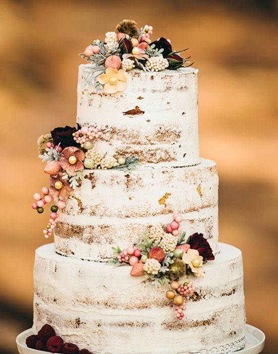 I always hate how much frosting there is on wedding cakes…I love how this one looks rustic like a birch tree!