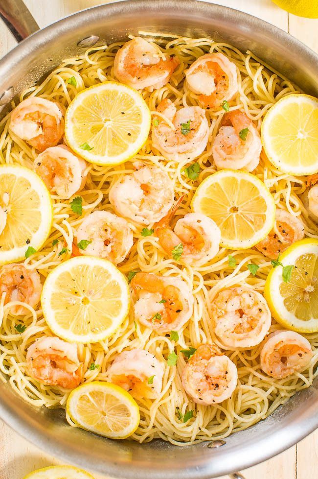 Lemon Butter Garlic Shrimp with Angel Hair Pasta – Easy and ready in 15 minutes! Big lemon flavor, juicy shrimp, and buttery