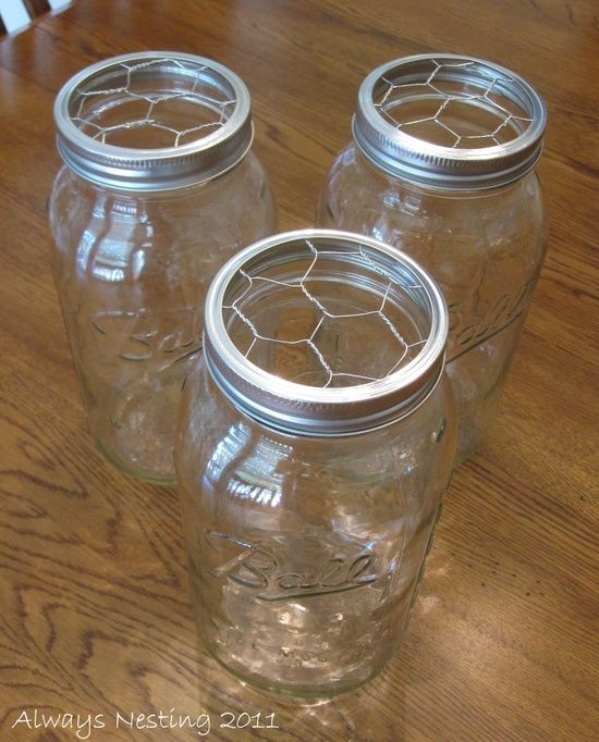 Mason Jars with Chicken Wire for Easy Yet Beautiful Flower Arranging
