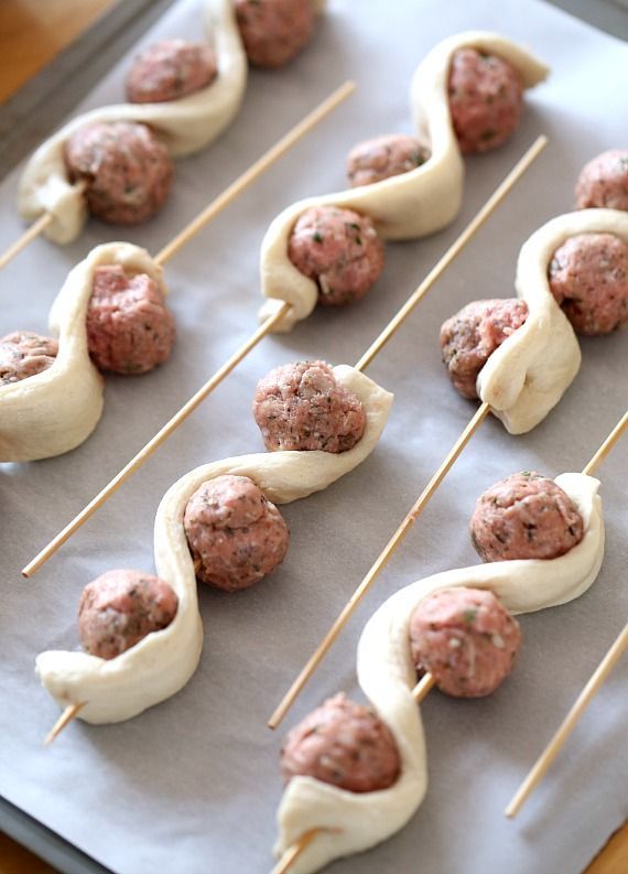 Meatball Subs on a Stick ~ A super fun spin on the classic! This recipe uses turkey meatballs so they are lowfat as well as