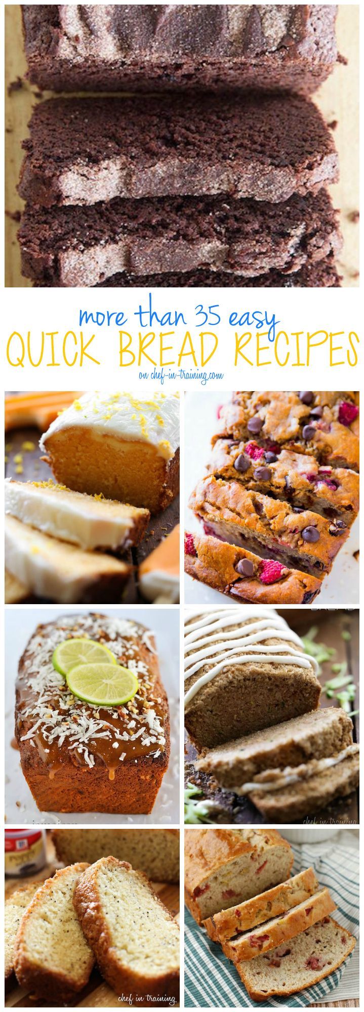 More than 35 Easy Quick Bread Recipes…. This list is one of the best round ups out there! You will want to make these bread