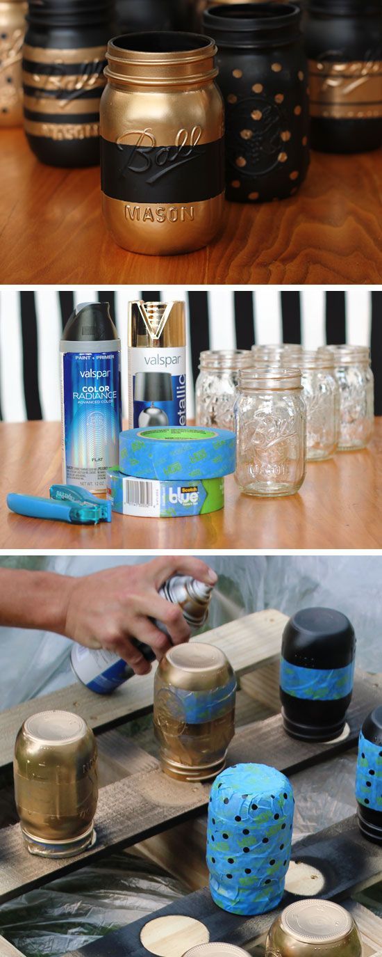 Painted Patterned Mason Jar Containers | Click Pic for 18 DIY Makeup Storage Ideas for Small Bedrooms | Easy Organization Ideas