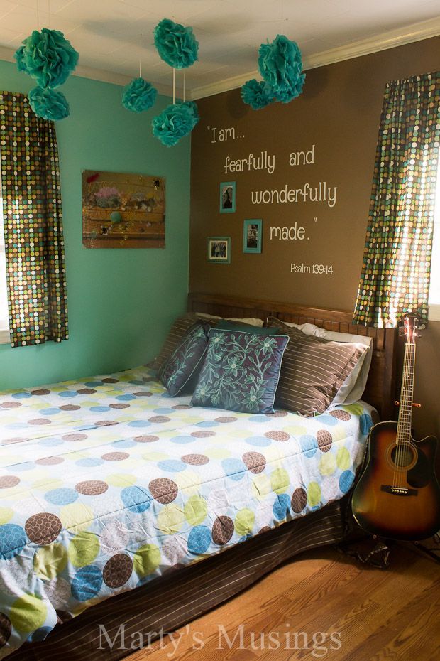 This creative DIY project from Marty’s Musings contains an Inspirational Scripture Wall designed for a teenage girls room to