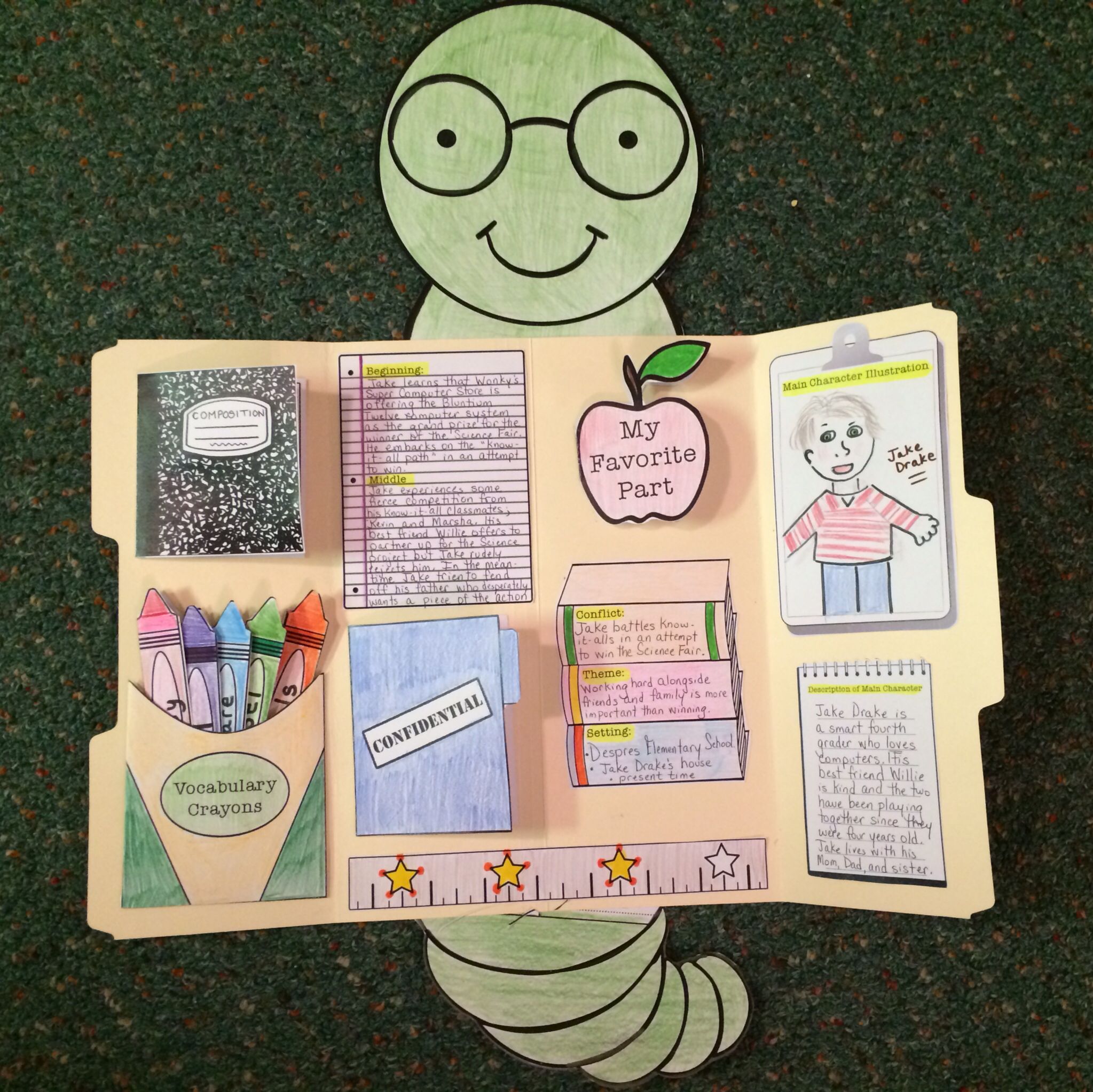 This cutie will make your students want to devour their books!!! Read, color, cut, and create a Book Report LapBook. Students will